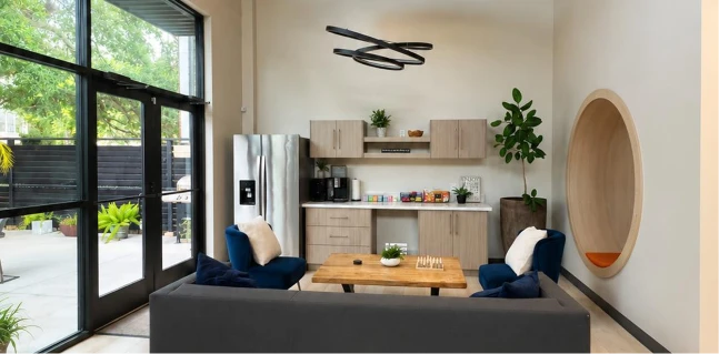 Community lounge and kitchen